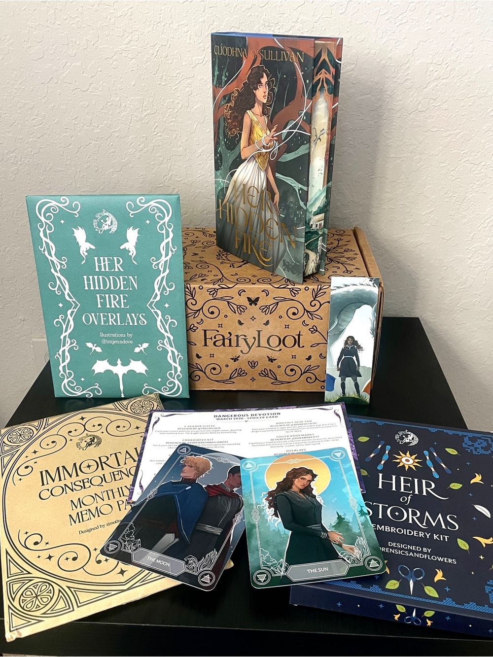 FairyLoot March 2026 YA Box with Items Her Hidden Fire by Clíodhna Sullivan